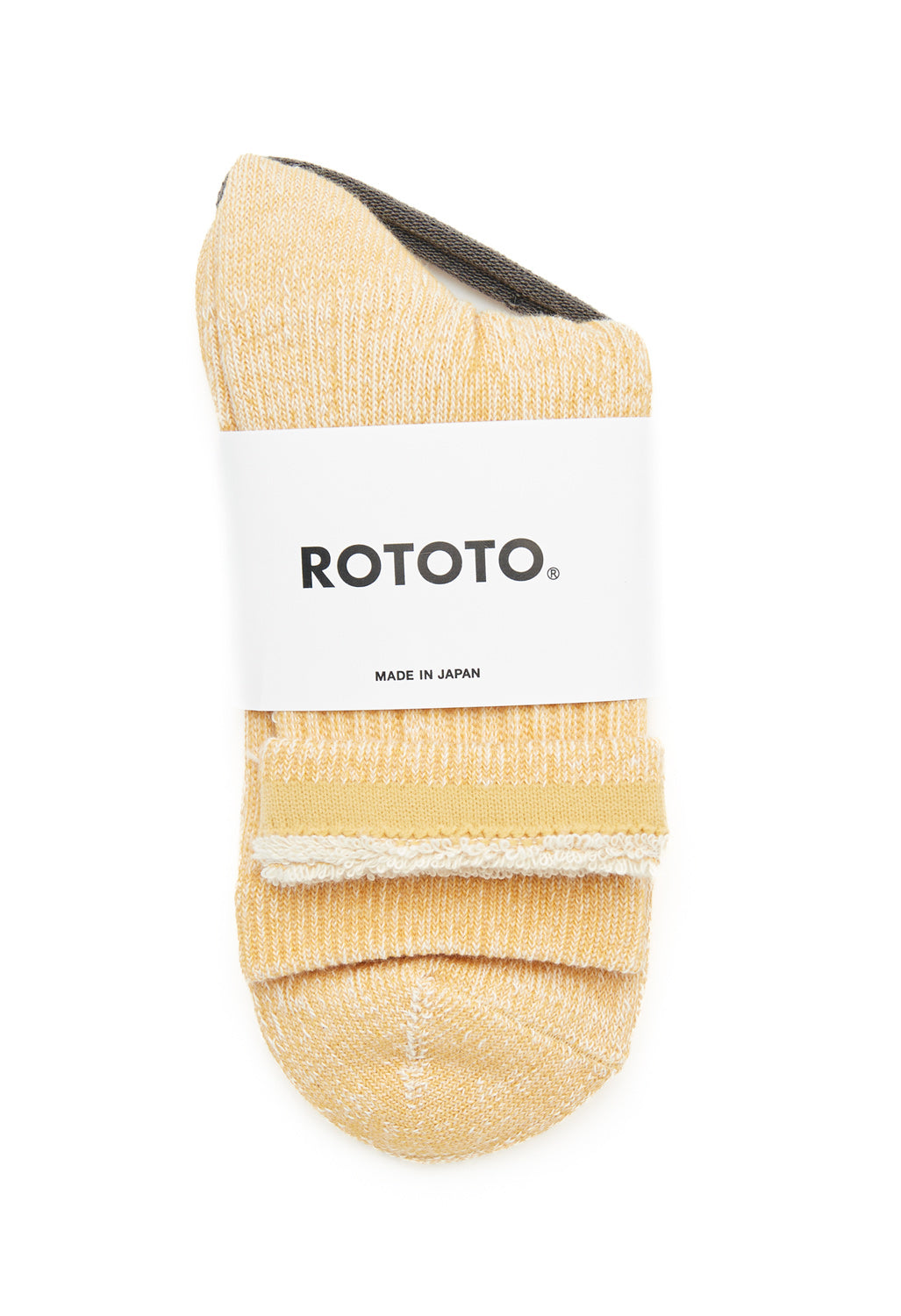 ROTOTO Organic Cotton Double Face Mini Crew Socks - Yellow