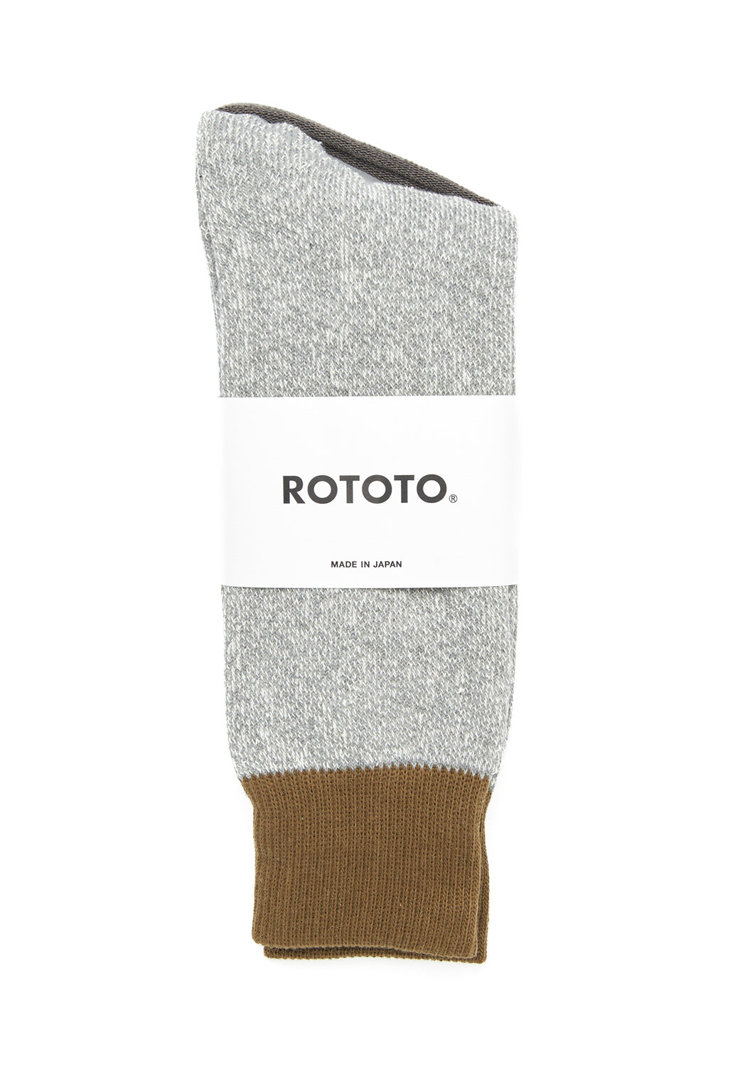 ROTOTO Silk & Cotton Double Face Crew Socks - Olive / Gray