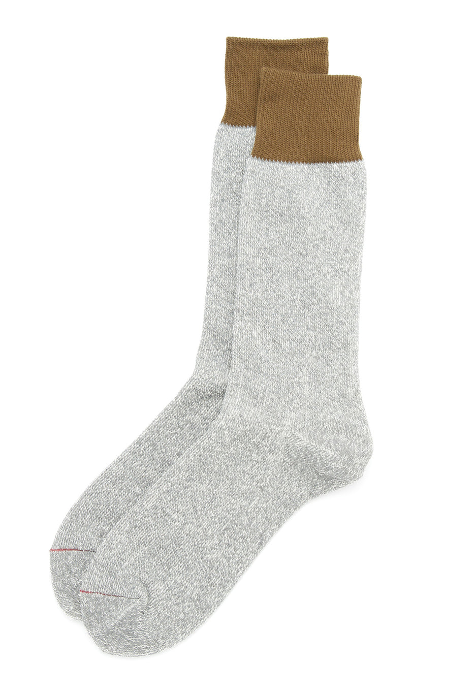 Rototo Silk & Cotton Double Face Crew Socks - Olive / Gray