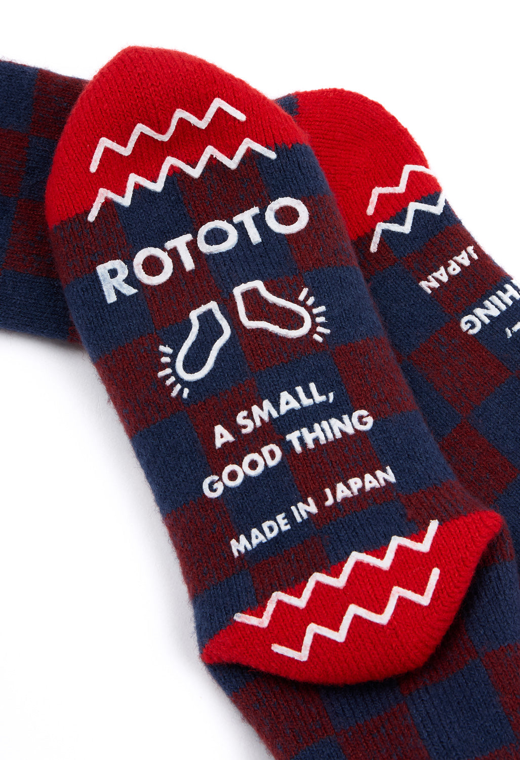 ROTOTO Pile Room Checkerboard Socks - Dark Green / Red