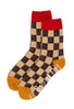ROTOTO Pile Room Checkerboard Socks - Red / Yellow