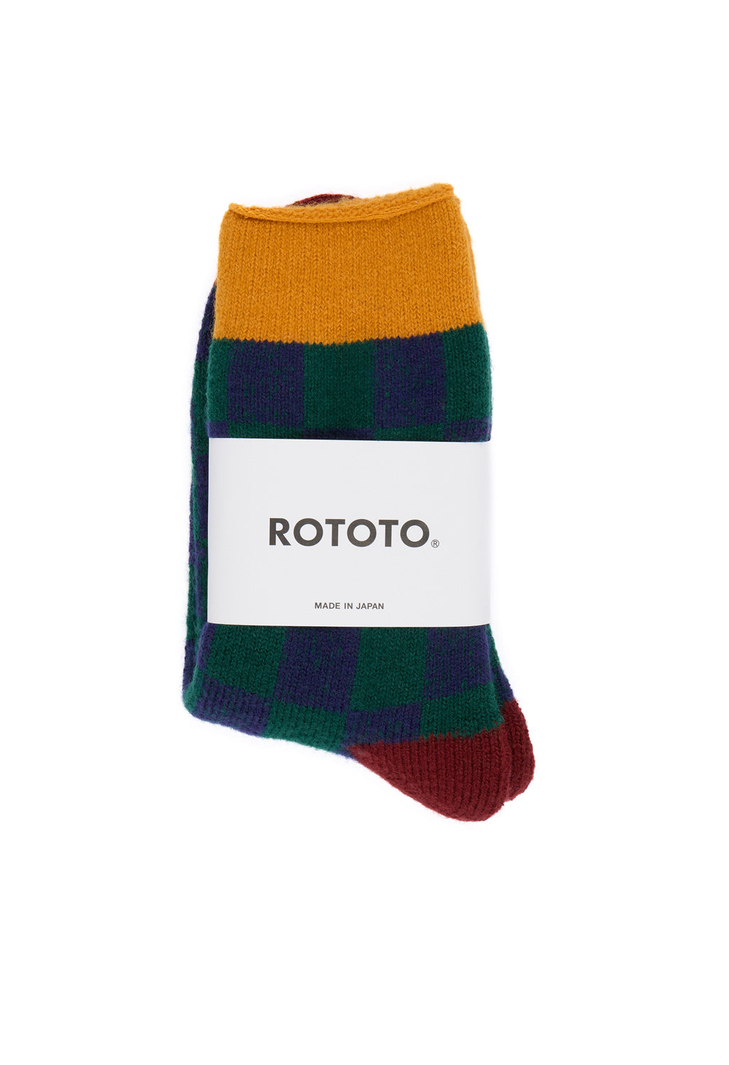 ROTOTO Pile Room Checkerboard Socks - Yellow / Maroon