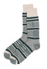ROTOTO Multi Jacquard Crew Socks - Ivory / Dark Green