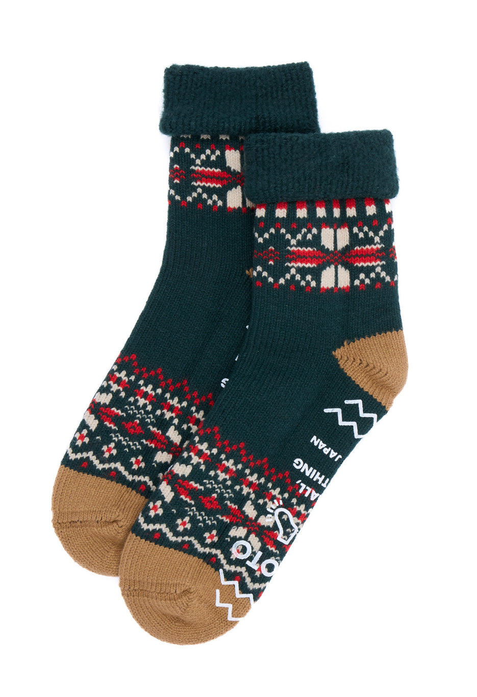 ROTOTO Comfy Room Snow Flake Socks - Forest Green