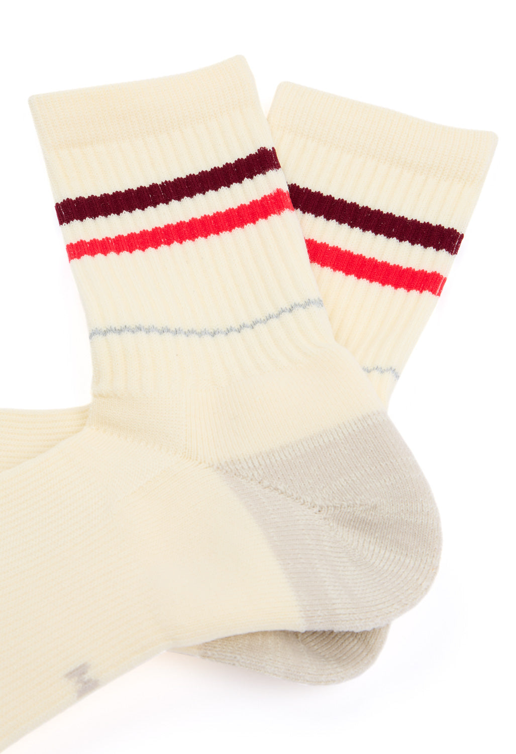 ROTOTO Allrounder 2 Stripe Merino Crew Socks - Burgundy / Red