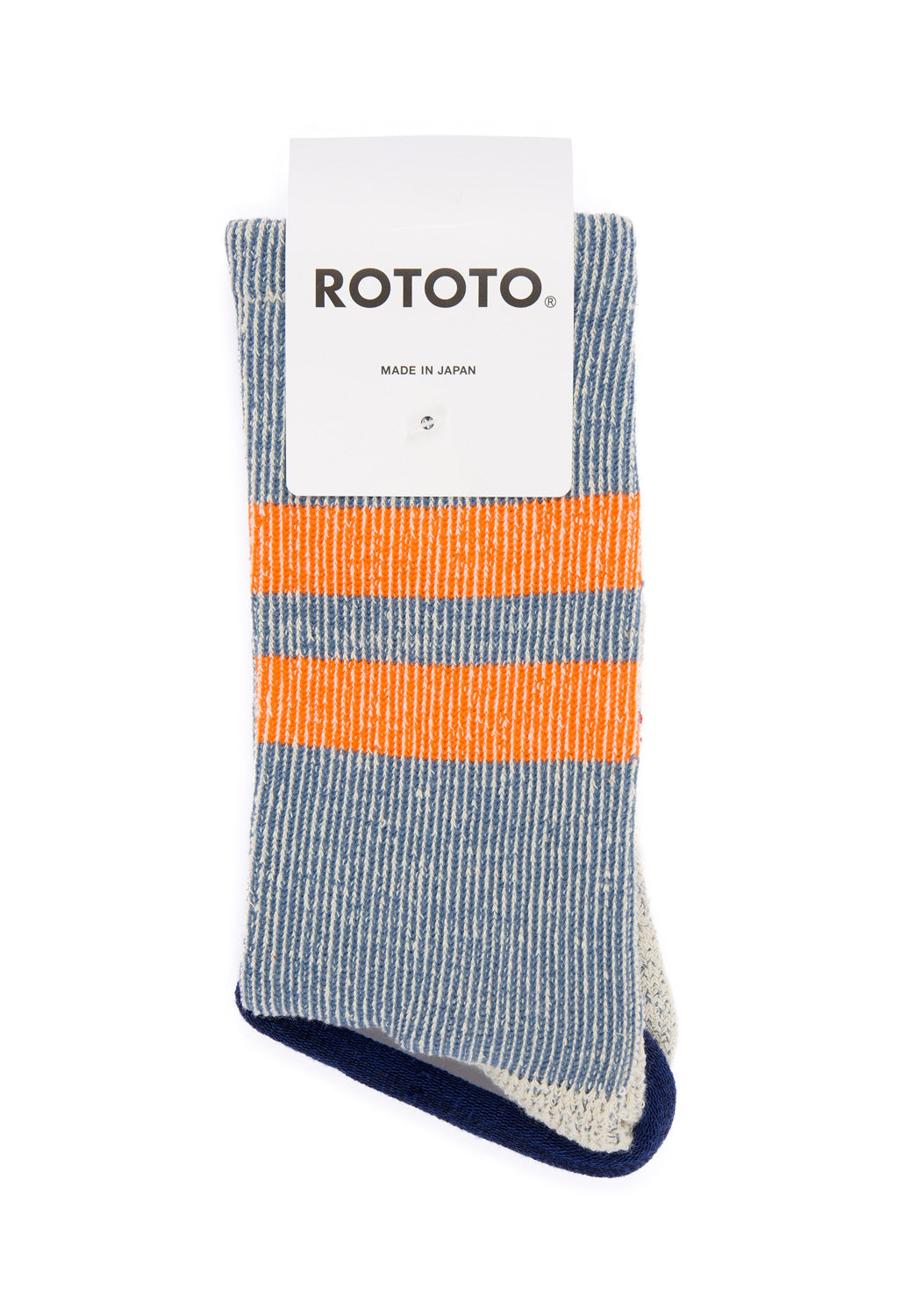 ROTOTO Pile Stripe Marl Socks - Blue / Orange