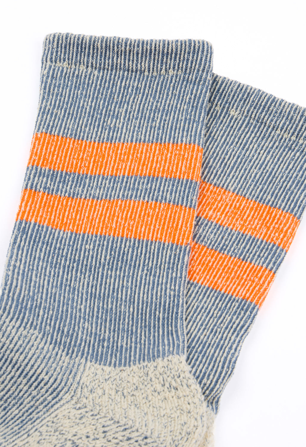 ROTOTO Pile Stripe Marl Socks - Blue / Orange