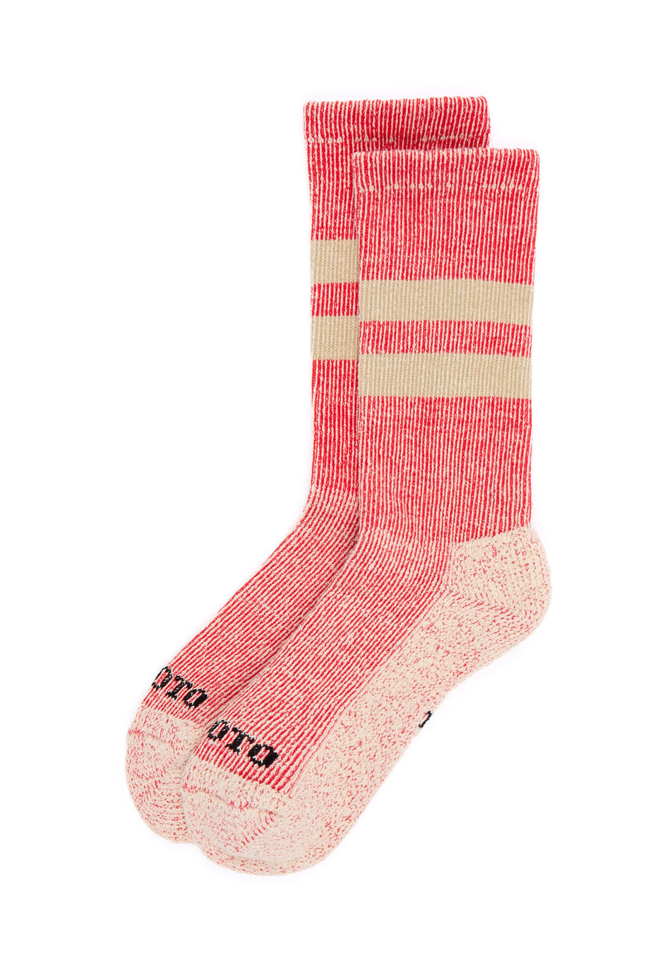 ROTOTO Pile Stripe Marl Socks - Red / Beige