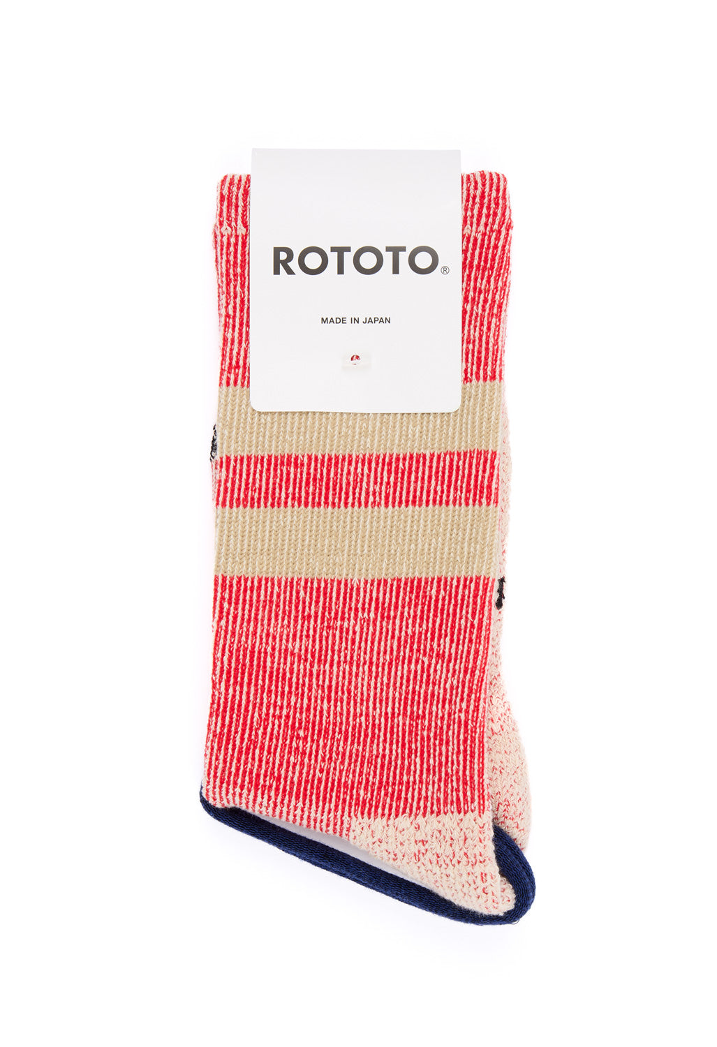 ROTOTO Pile Stripe Marl Socks - Red / Beige