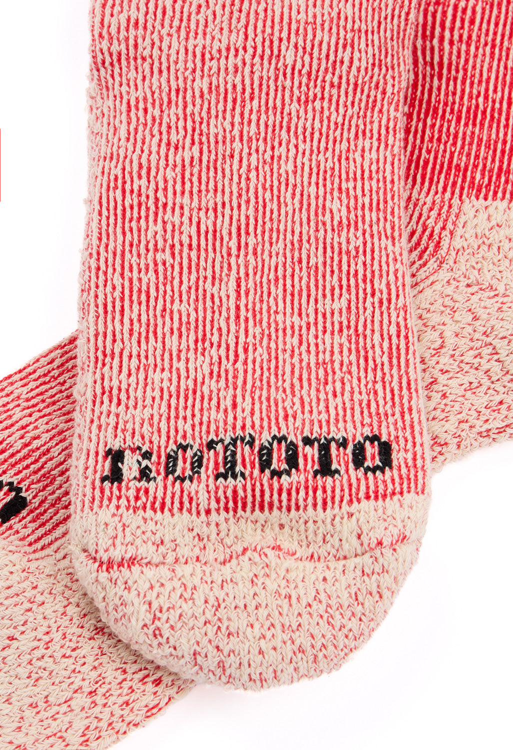 ROTOTO Pile Stripe Marl Socks - Red / Beige