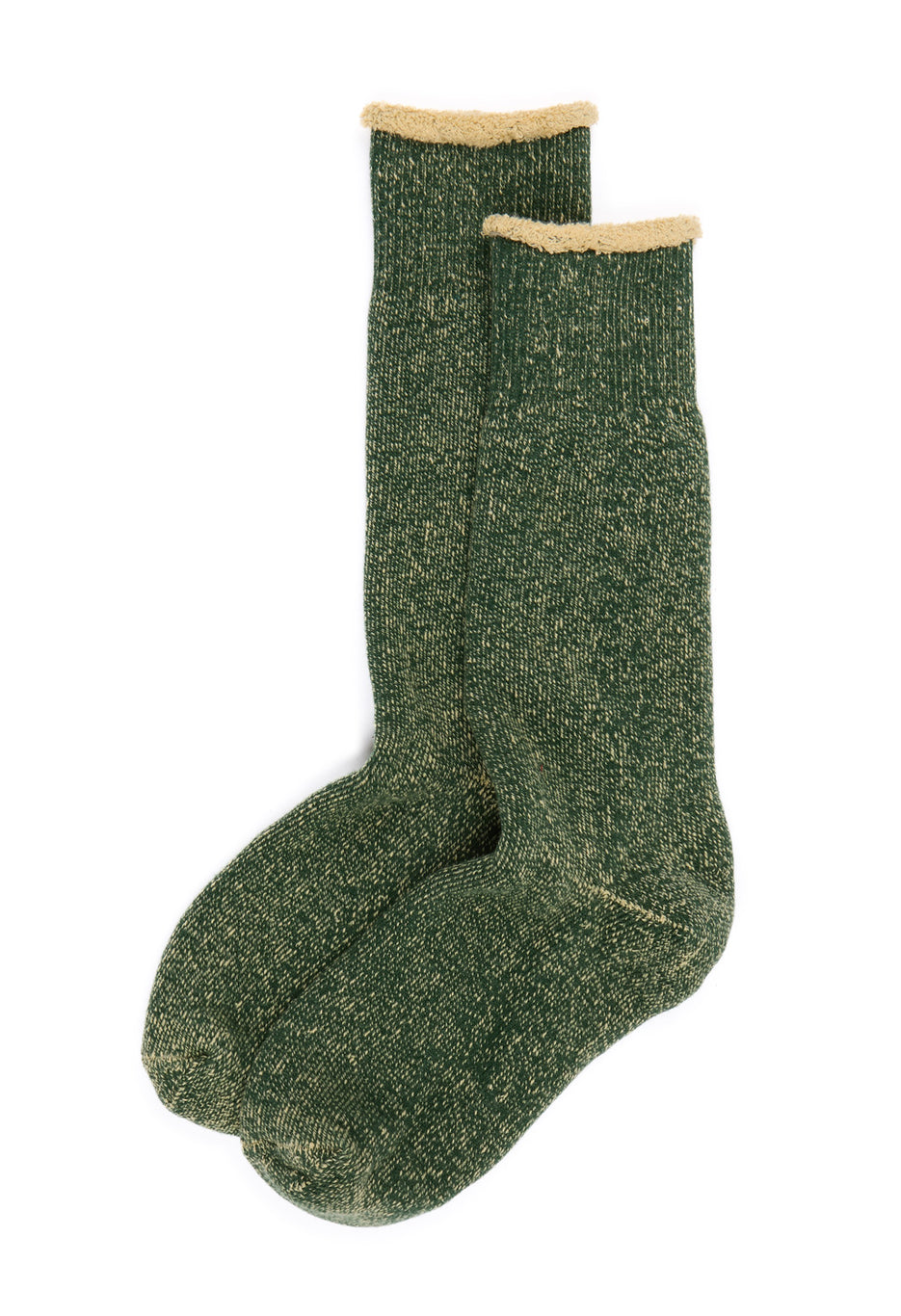 ROTOTO Reversible Pile Socks - Forest Green / Raw Beige