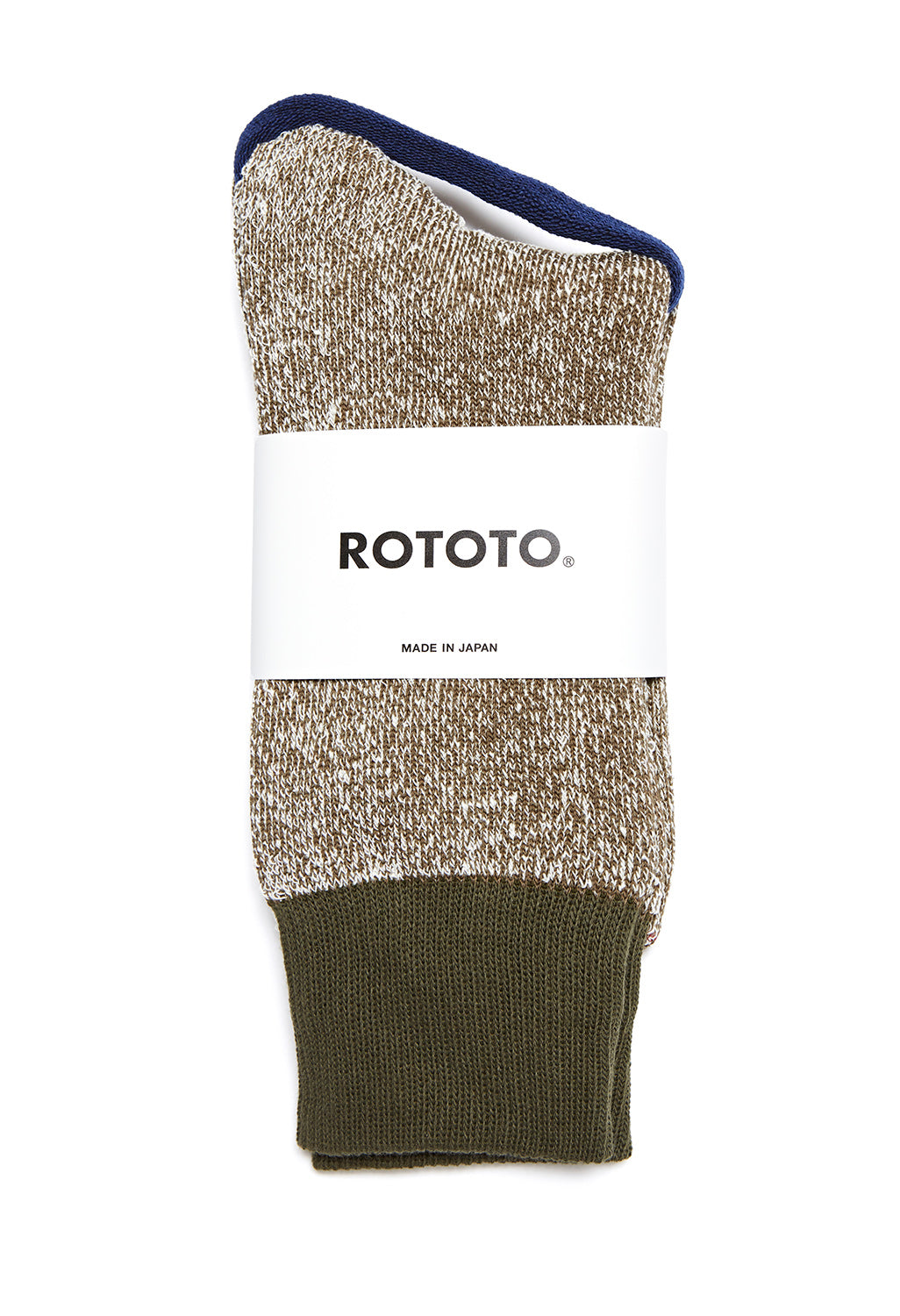 ROTOTO Double Face Silk and Cottton Socks - Olive/Dark Khaki