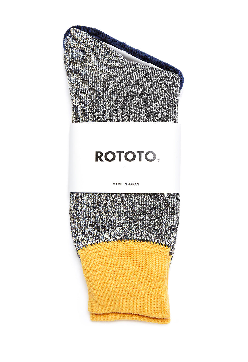 ROTOTO Double Face Silk and Cottton Socks - Yellow/Charcoal