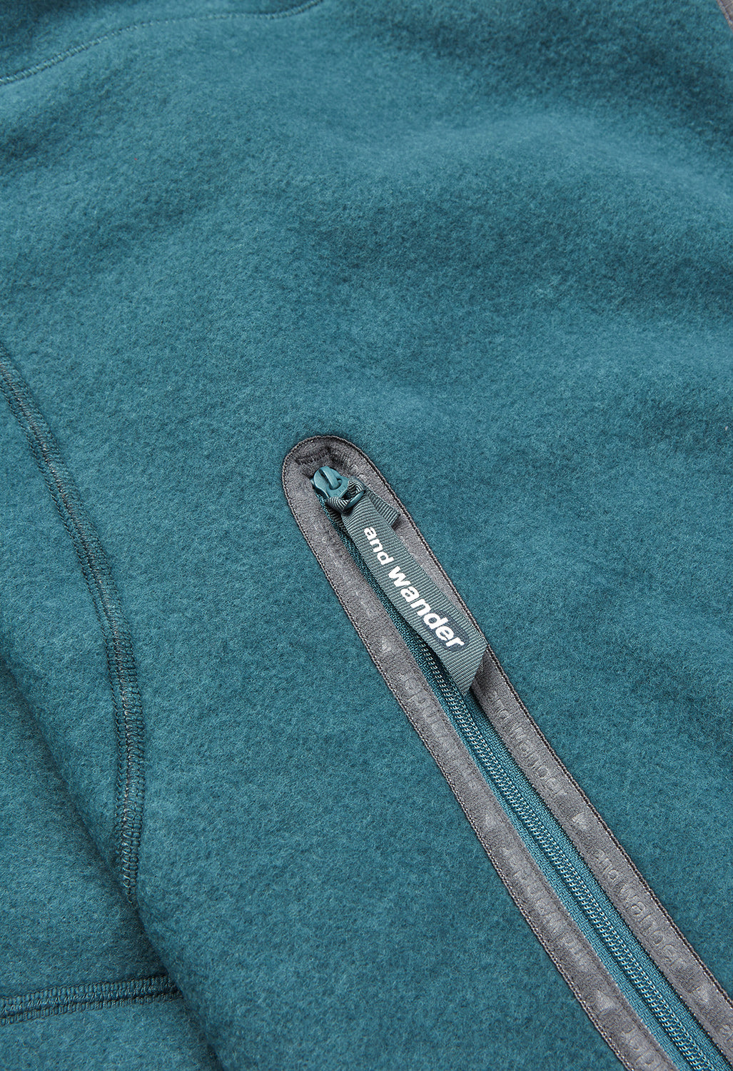 and wander Men's Wool Fleece Cardigan - Blue Grey