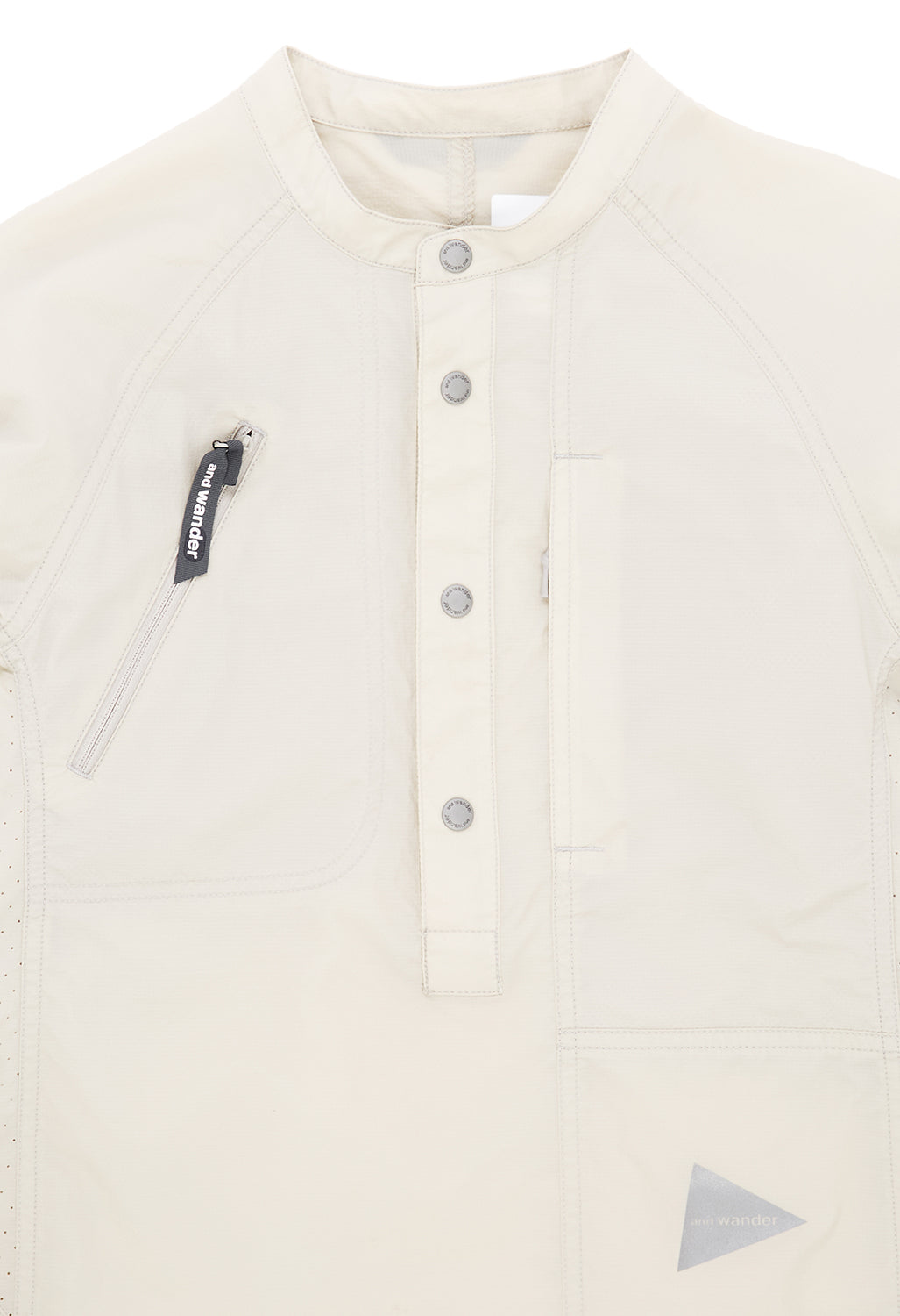 and wander Women's Stretch Rip Band Collar Shirt - Light Beige