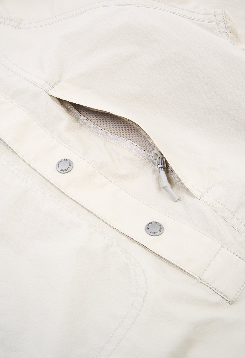 and wander Women's Stretch Rip Band Collar Shirt - Light Beige