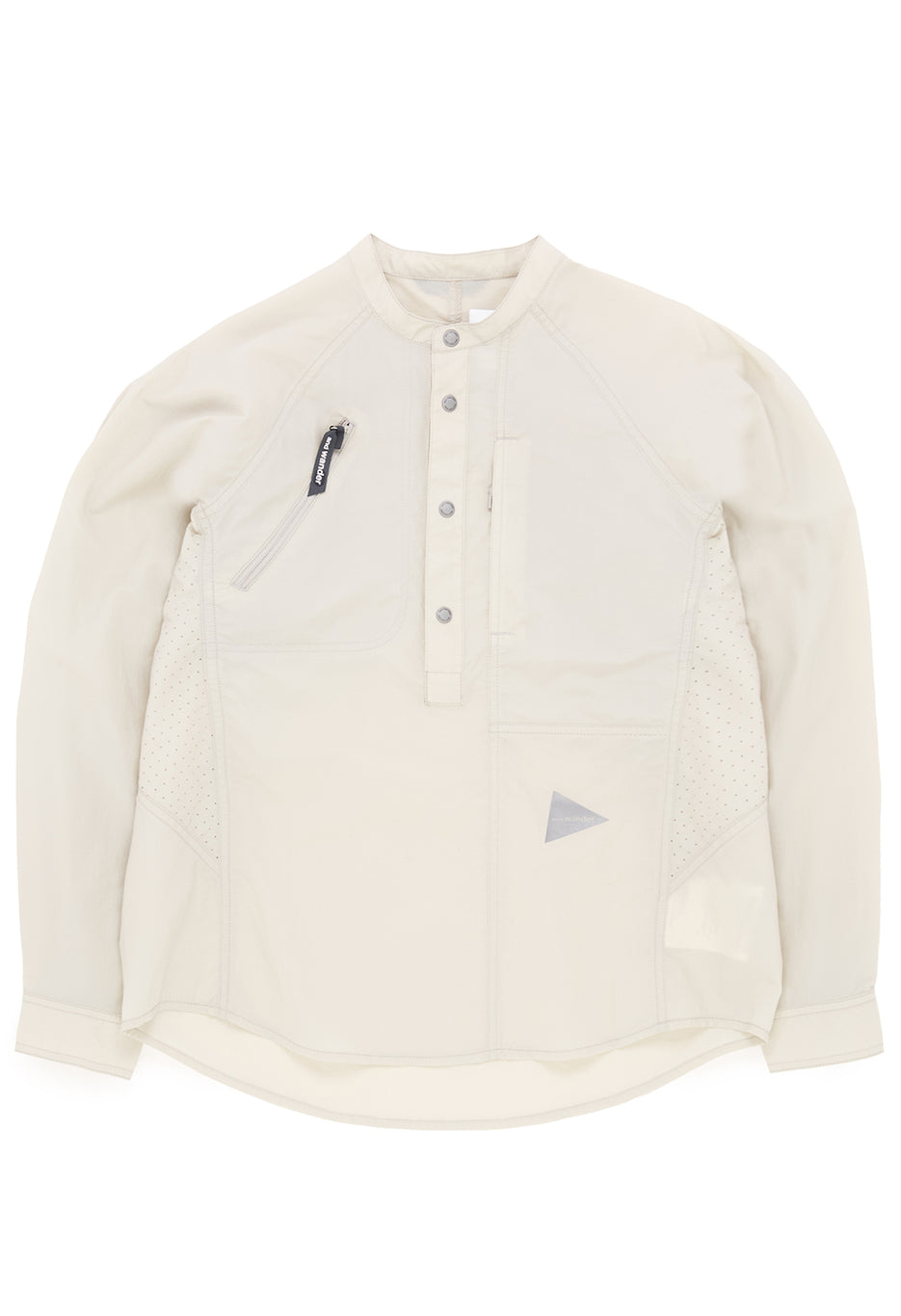 and wander Women's Stretch Rip Band Collar Shirt - Light Beige