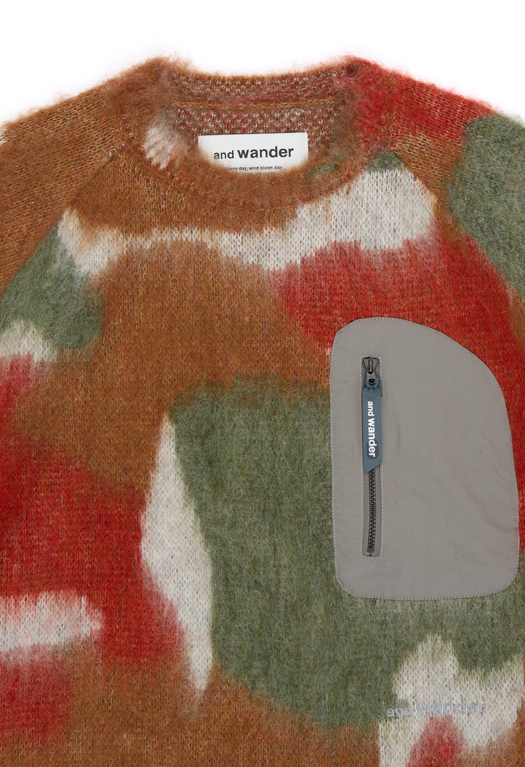 and wander Men's Mix Colour Shaggy Knit Sweater - Brown Mix