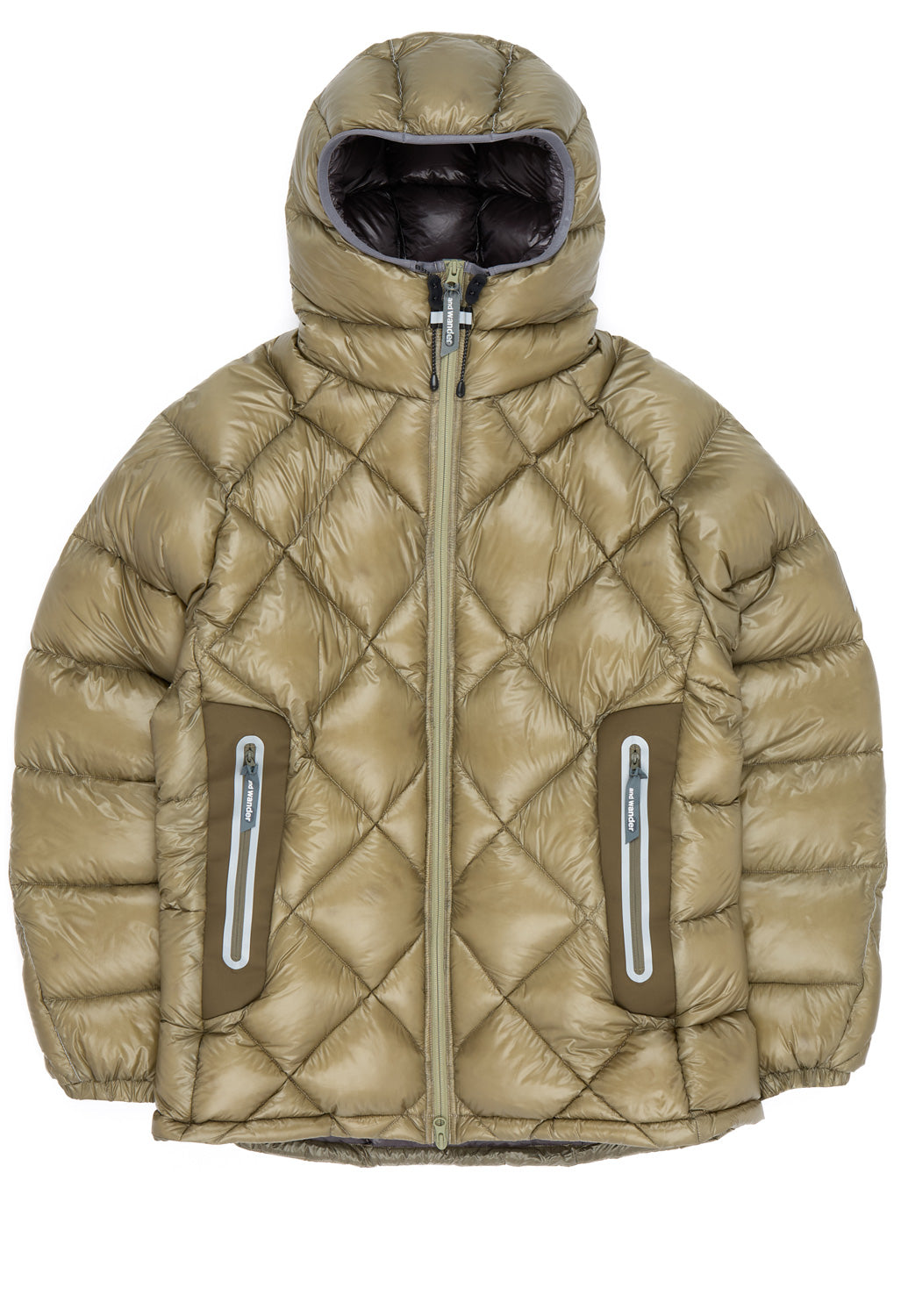 and wander Men's Diamond Stitch Down Hoodie  - Light Khaki
