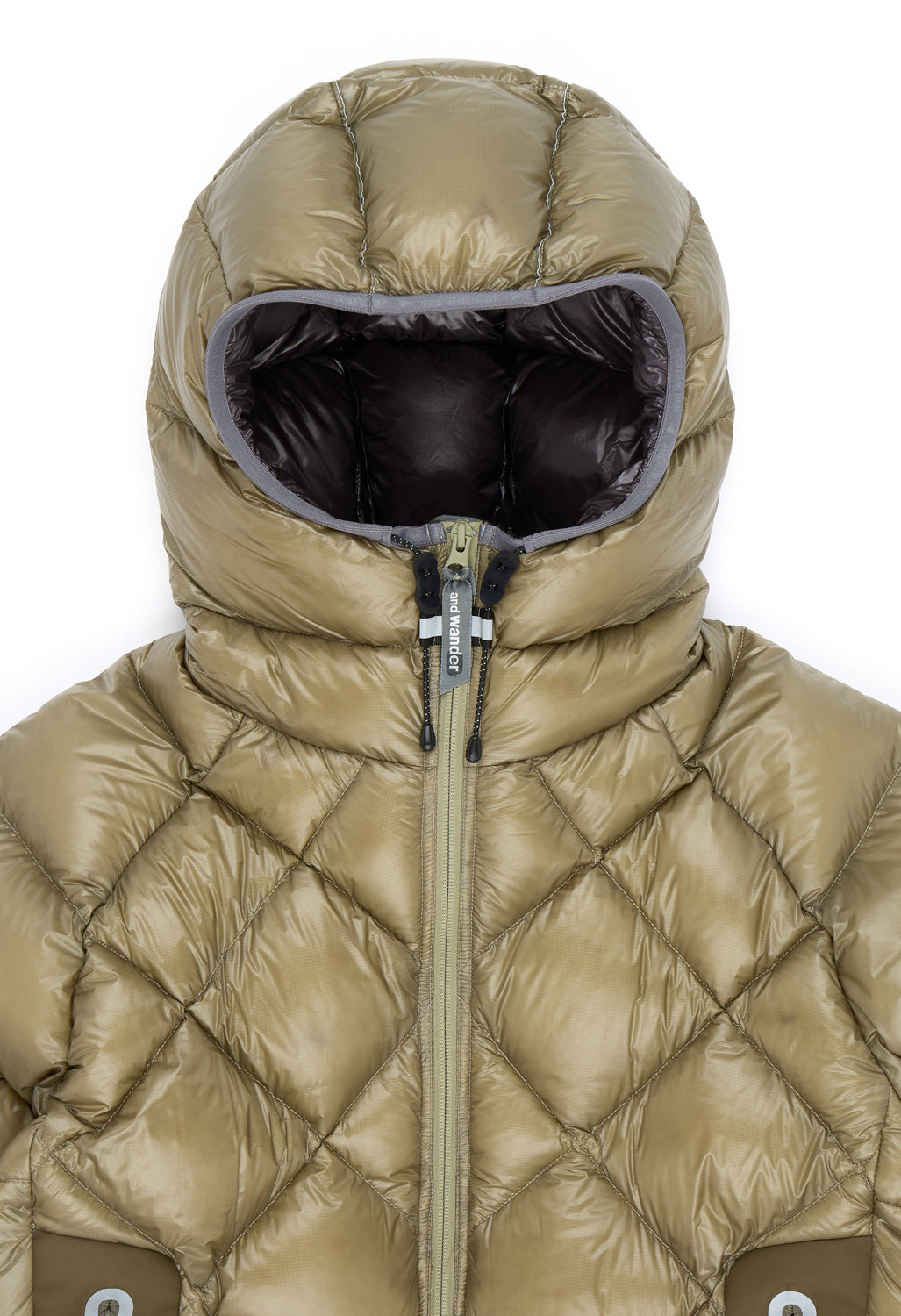 and wander Men's Diamond Stitch Down Hoodie  - Light Khaki