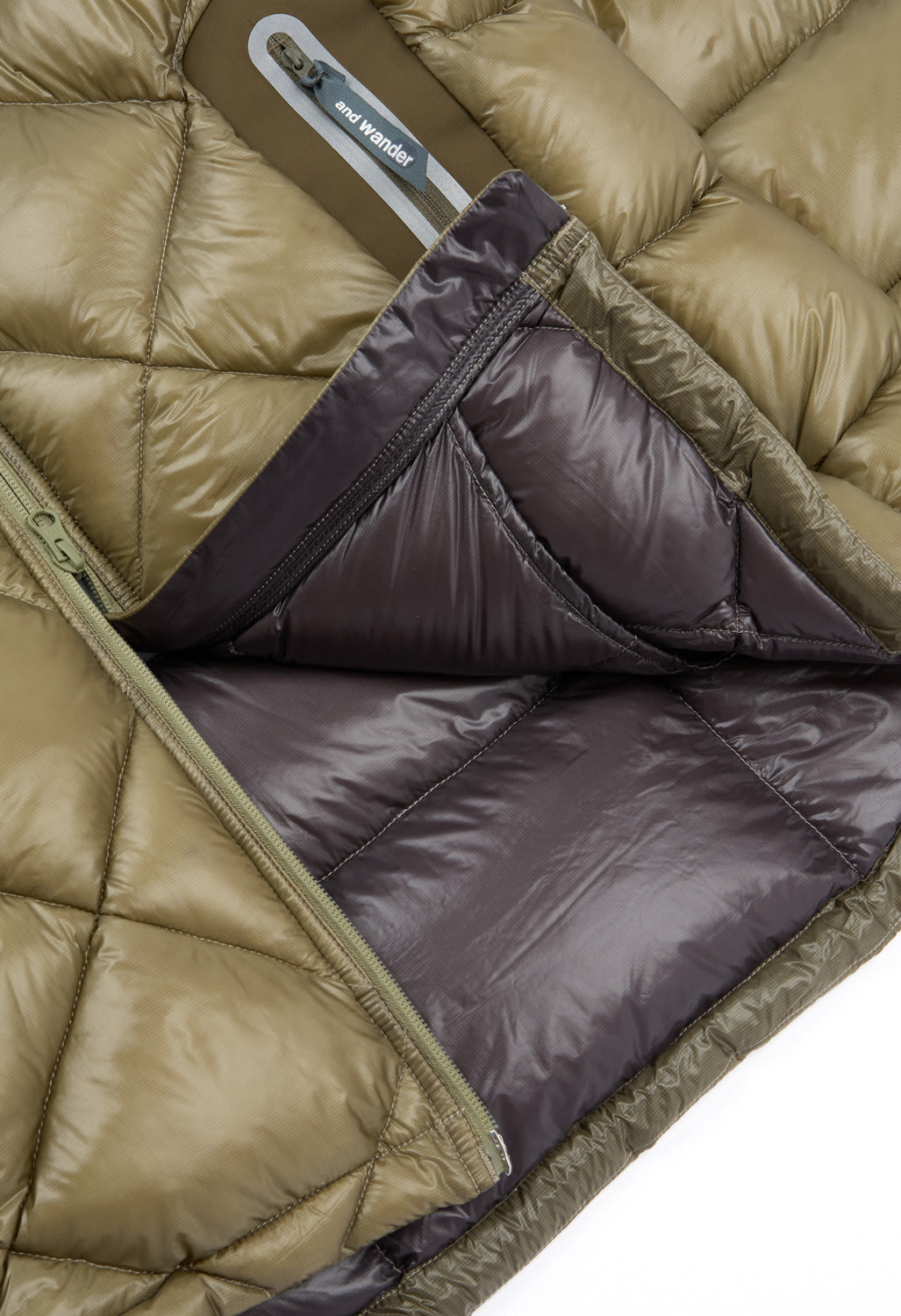and wander Men's Diamond Stitch Down Hoodie  - Light Khaki
