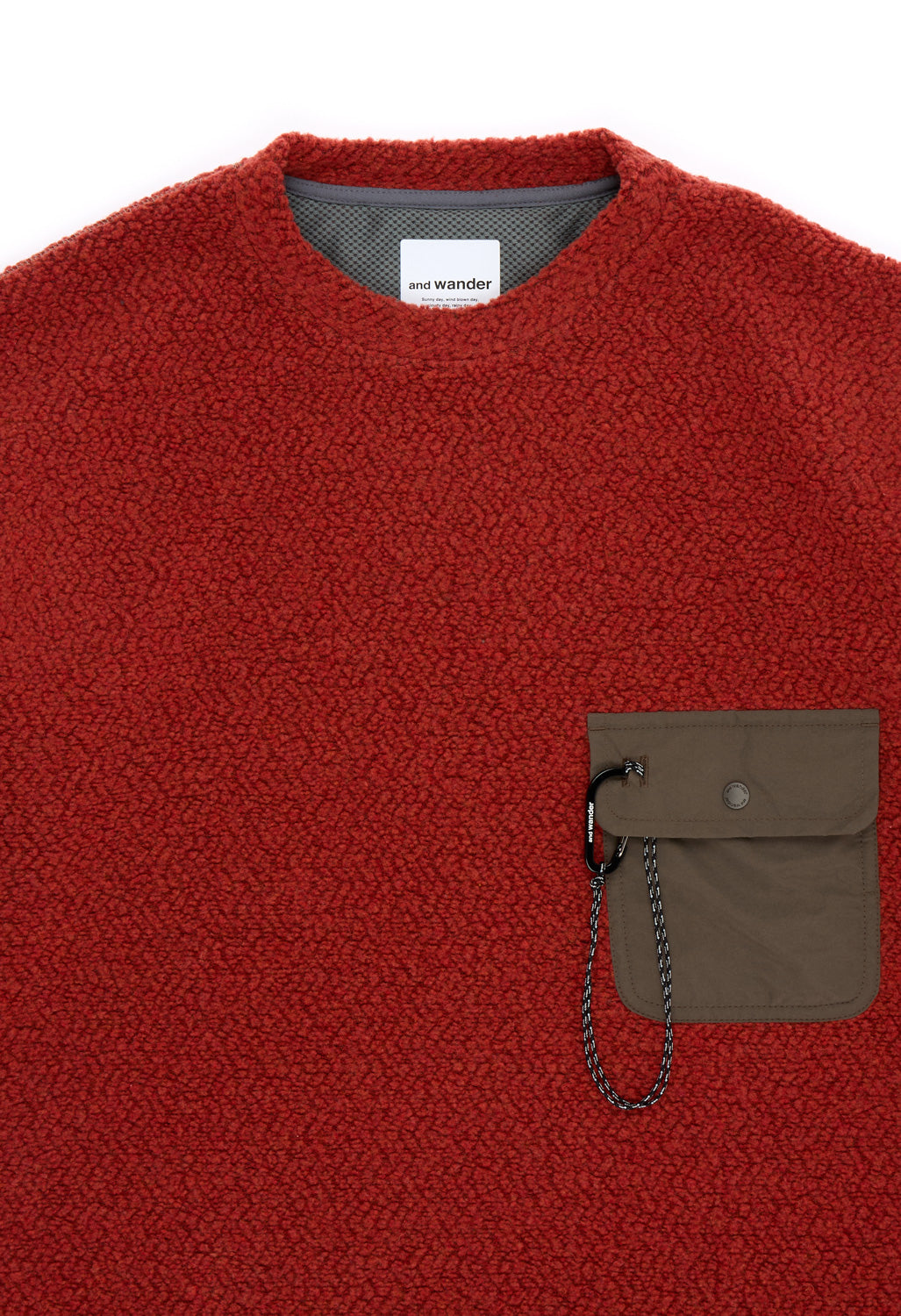 and wander Men's Re Wool JQ Crew Neck Sweatshirt - Red