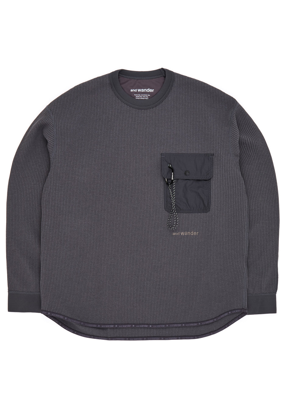 and wander Men's Pe Waffle Long Sleeve T-Shirt - Grey