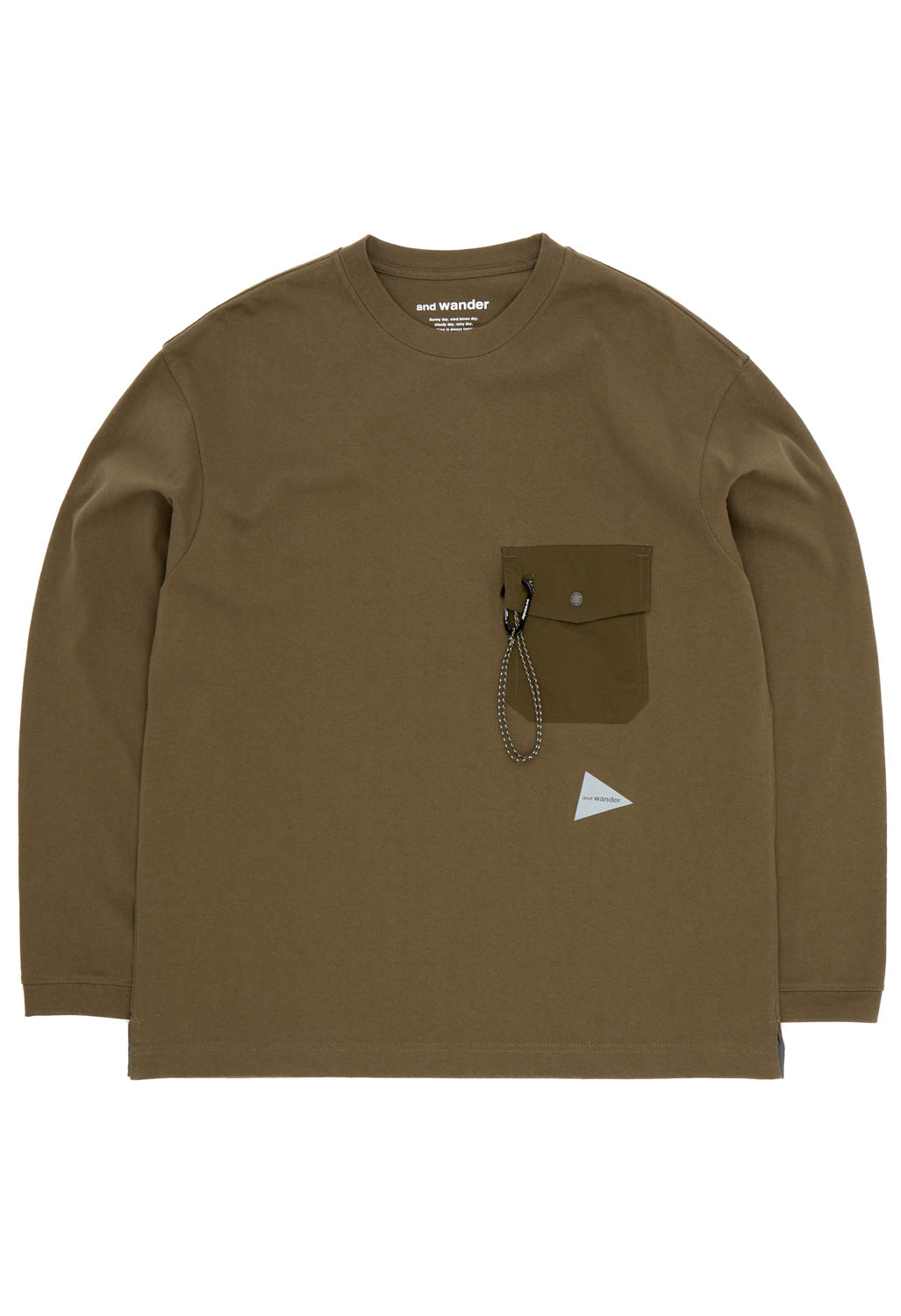 and wander Men's Heavy Cotton Pocket Long Sleeve Tee - Khaki