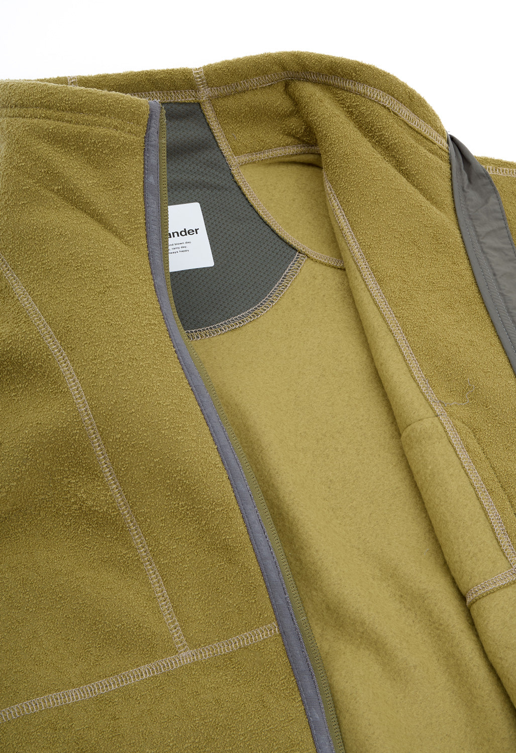 and wander Men's Pe Warm Pile Stand Zip Fleece - Yellow Olive