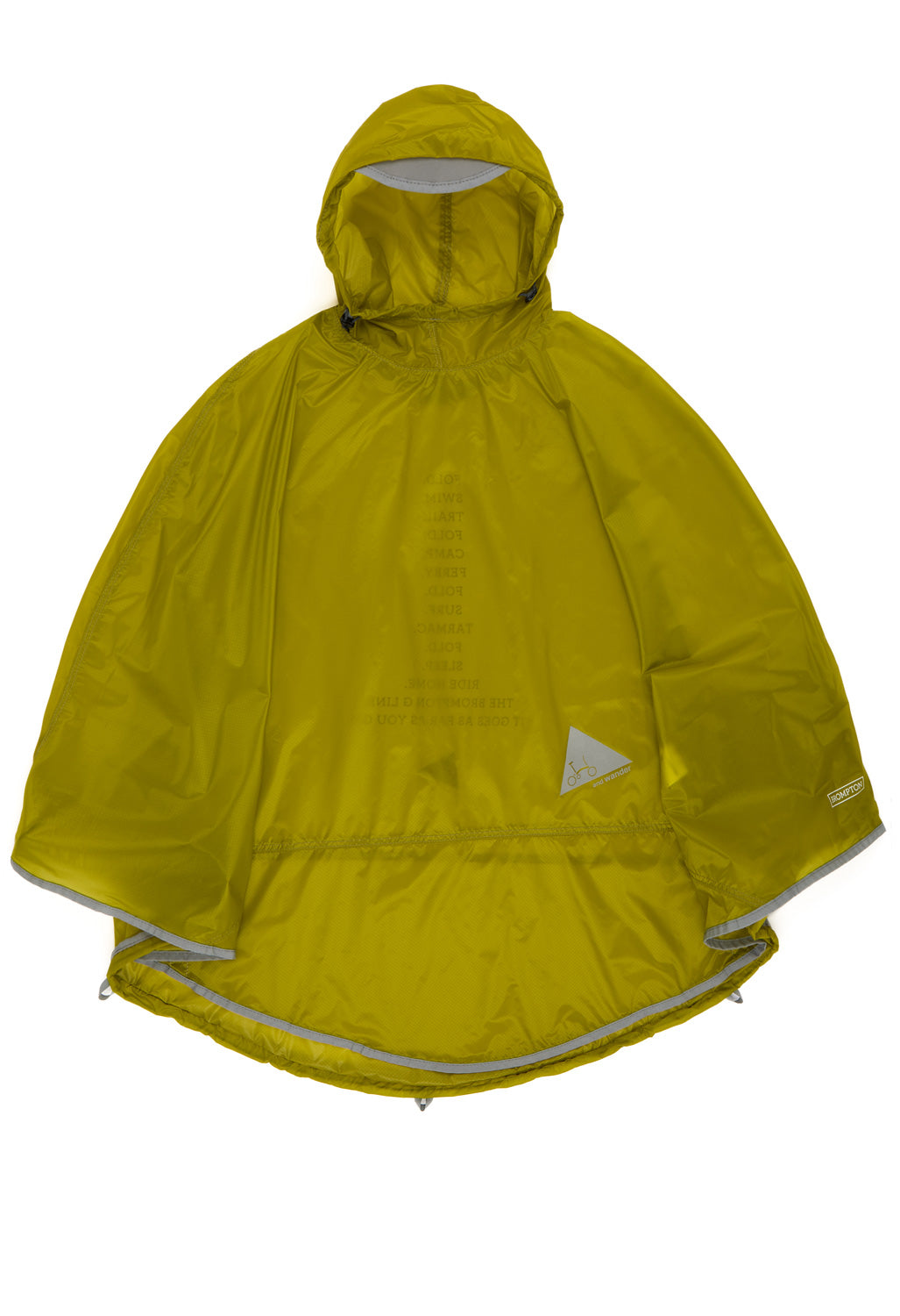 and wander x Brompton Sil Poncho - Yellow Green