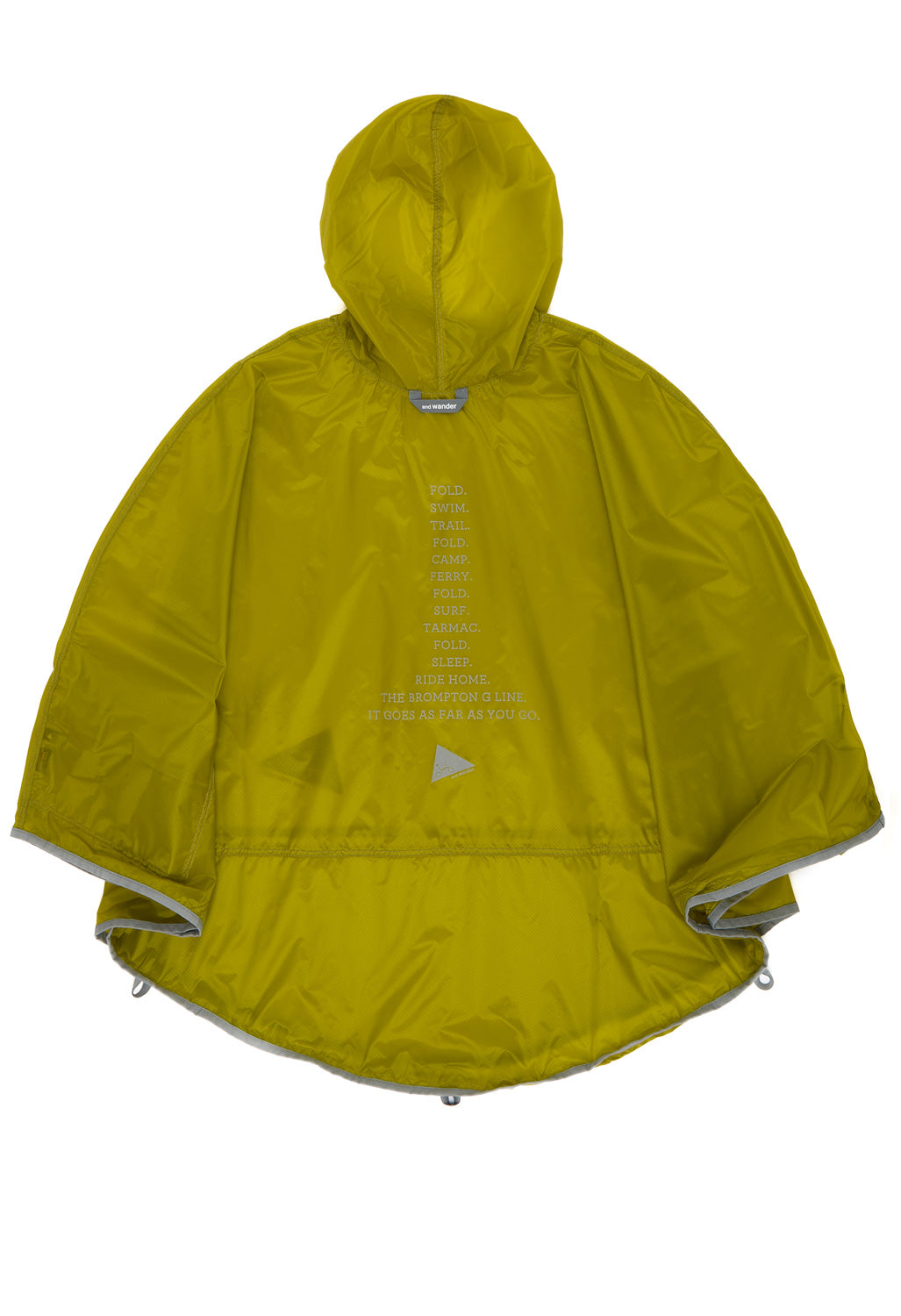 and wander x Brompton Sil Poncho - Yellow Green