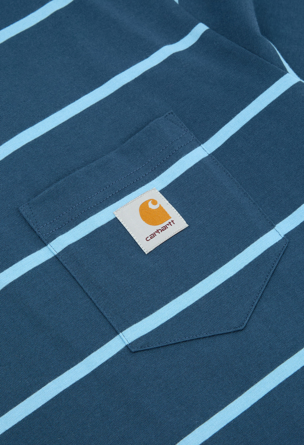 Carhartt WIP Aiken Pocket T-Shirt - Aiken Stripe / Dusky Blue