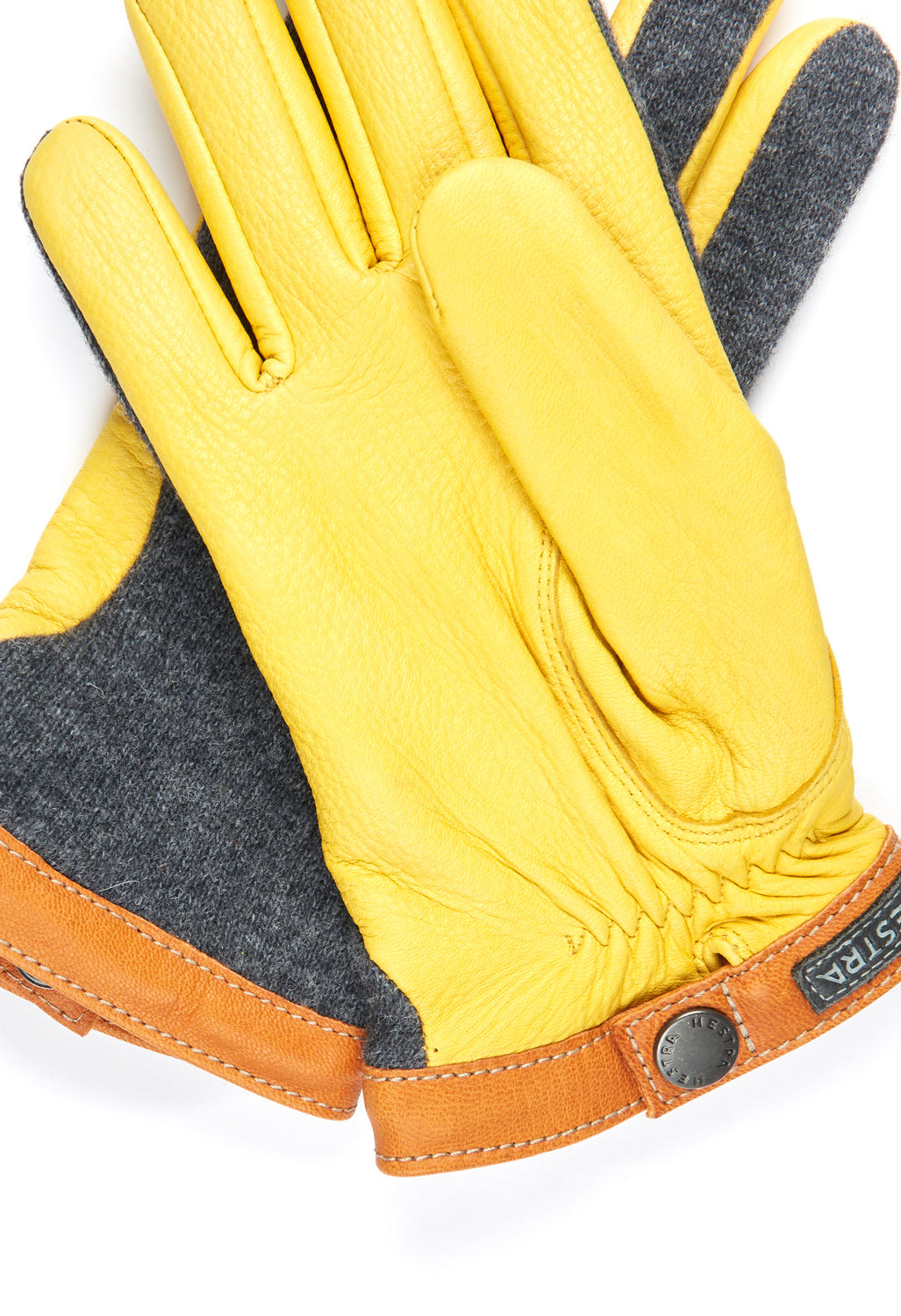 Hestra Men's Deerskin Wool Tricot Gloves - Charcoal/Natural