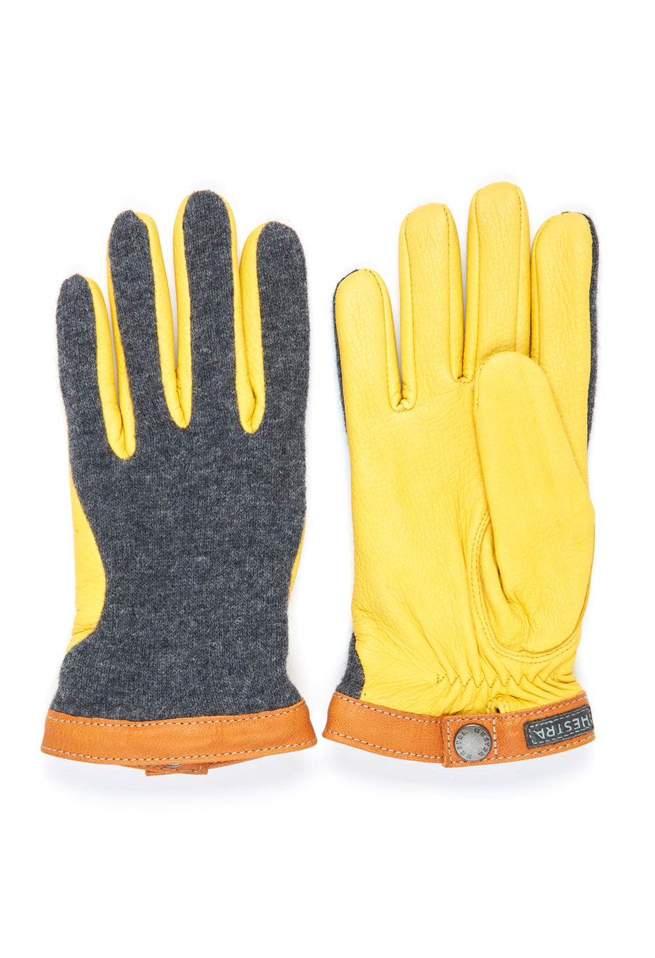 Hestra Men's Deerskin Wool Tricot Gloves - Charcoal/Natural
