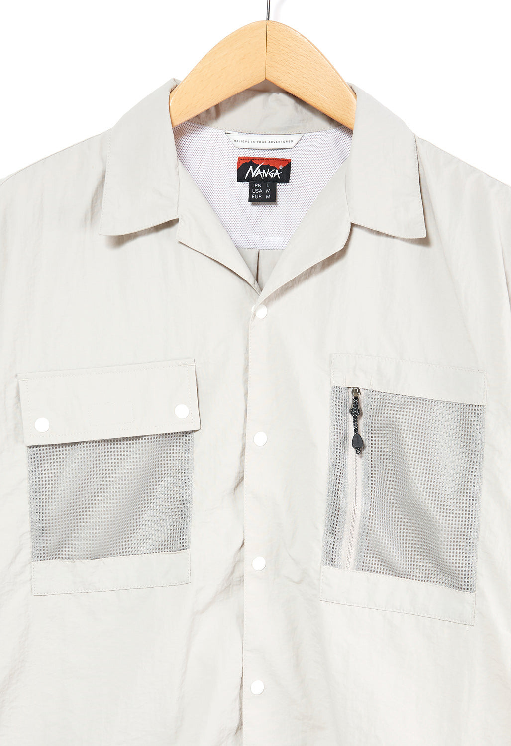 Nanga Men's Nylon Tusser Open Collar Shirt - Ivory