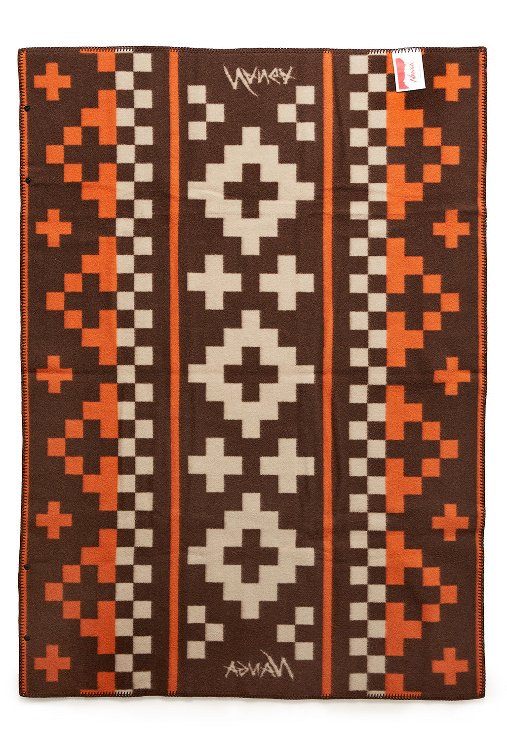Nanga Checker and Cross Folk Blanket - Orange