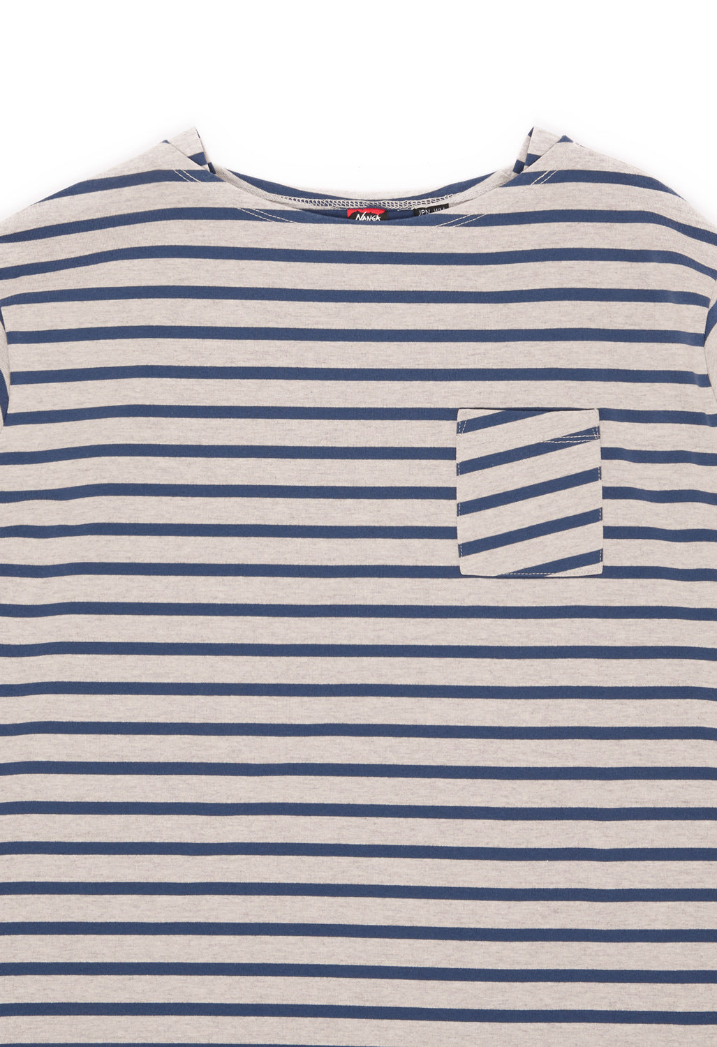 Nanga Women's Eco Hybrid Loose Fit Border Long Sleeve Tee - Oatmeal / Navy