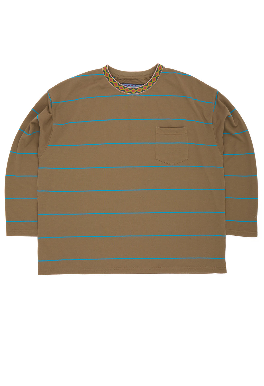 Nanga Men's Ringer Collar Panel Long Sleeve Tee - Bright Khaki