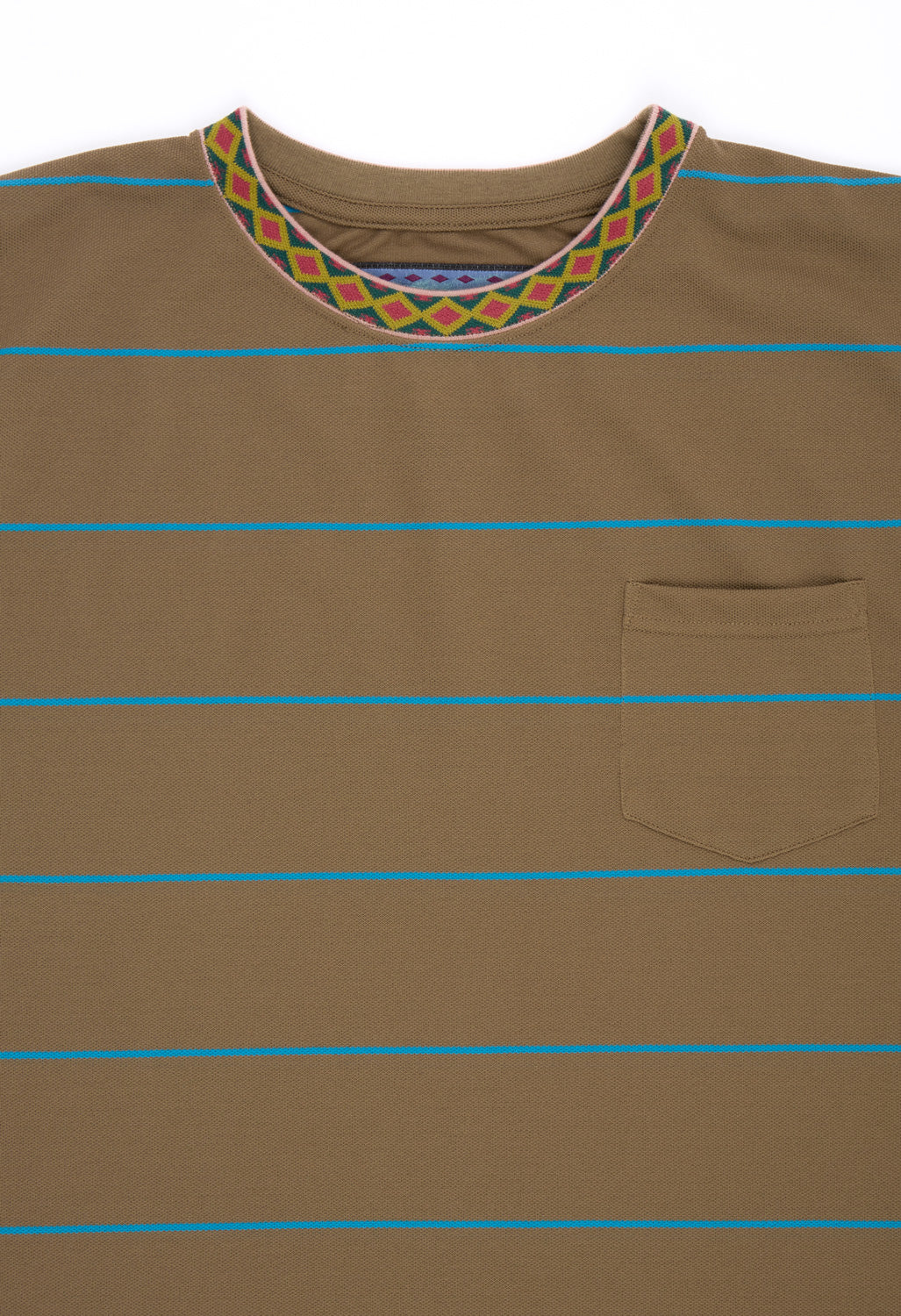 Nanga Men's Ringer Collar Panel Long Sleeve Tee - Bright Khaki