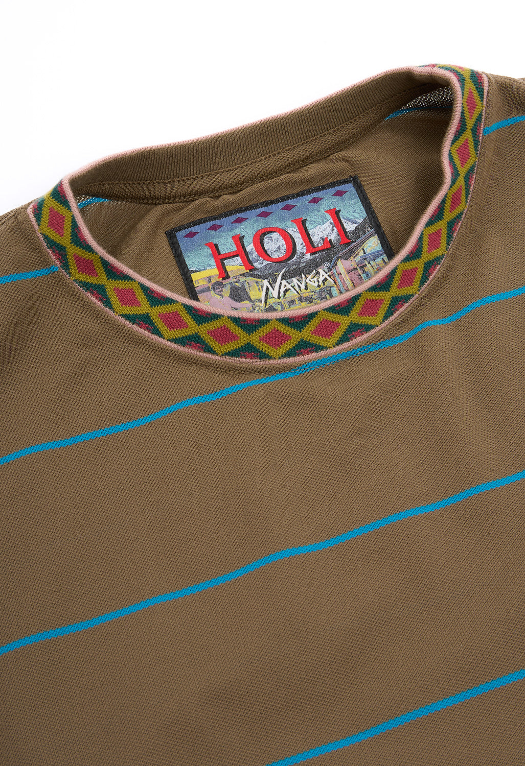 Nanga Men's Ringer Collar Panel Long Sleeve Tee - Bright Khaki