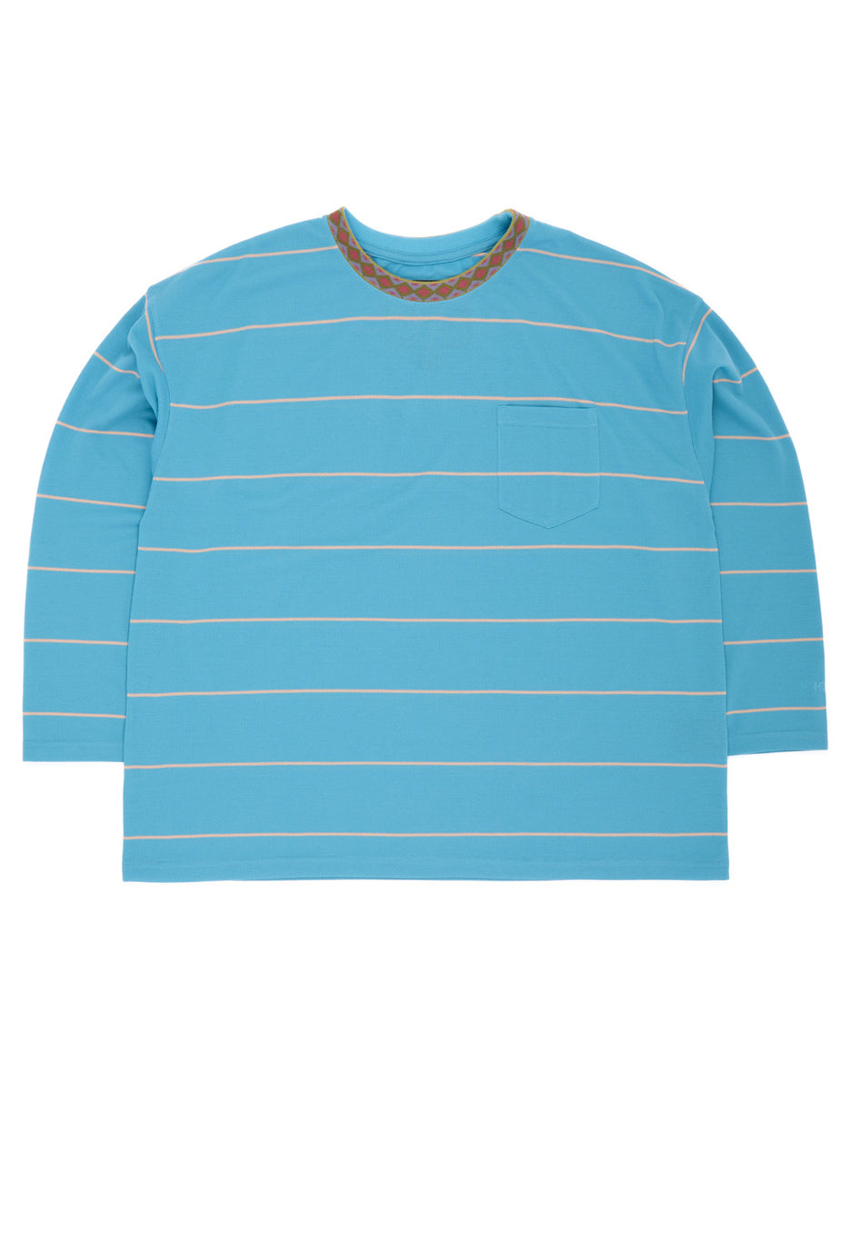 Nanga Men's Ringer Collar Panel Long Sleeve Tee - Light Blue