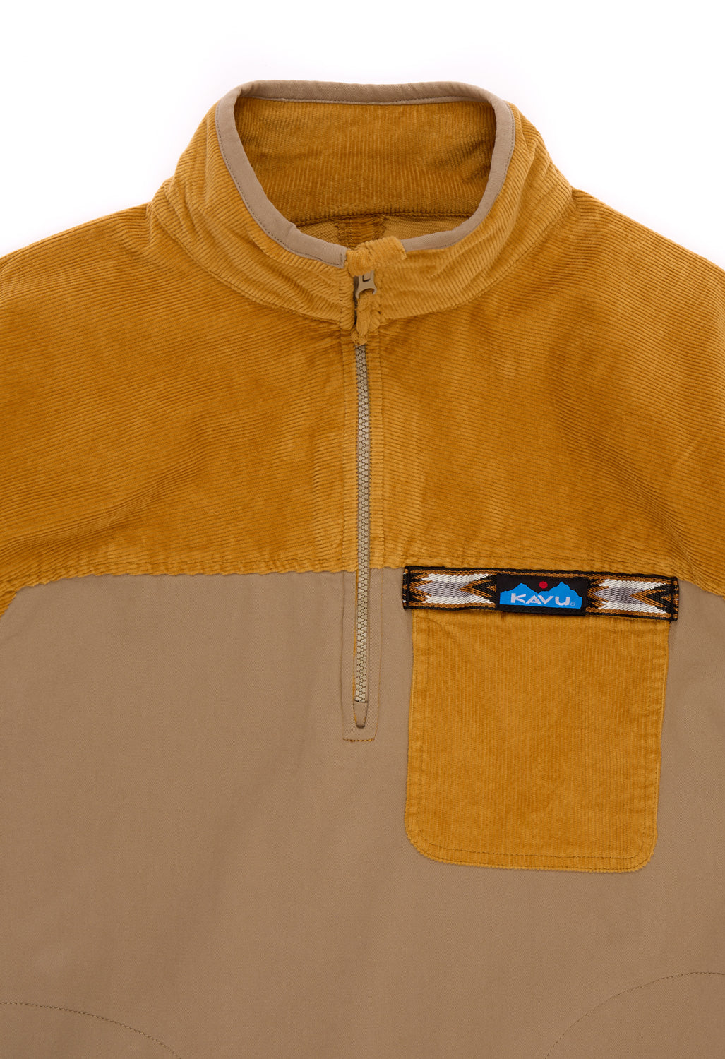 KAVU Men's Throwshirt Flex Half Zip Jacket - Wood Tones