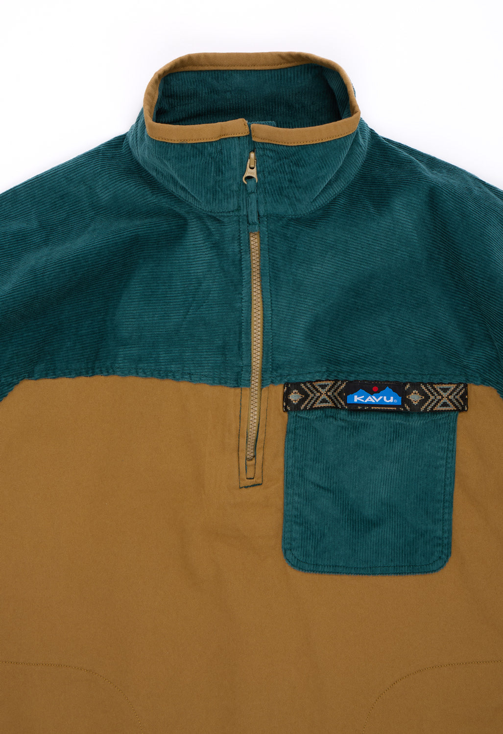 KAVU Men's Throwshirt Flex Half Zip Jacket - Green Space