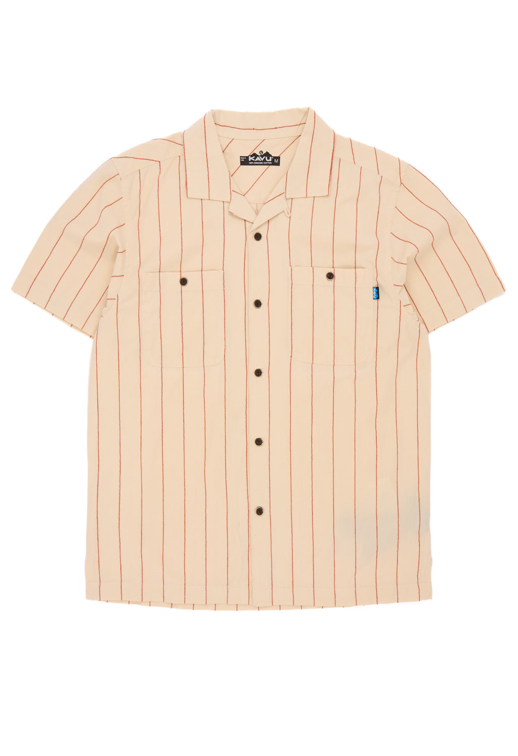 KAVU Men's Island Bound Short Sleeve Shirt - Sand Stripe