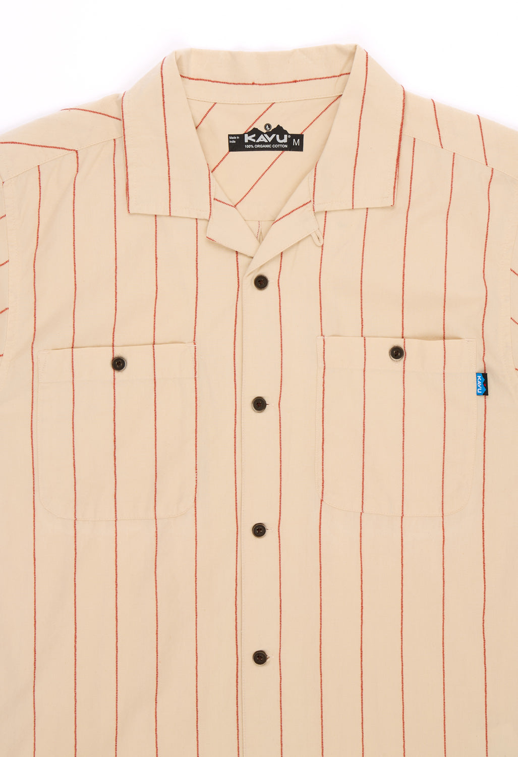 KAVU Men's Island Bound Short Sleeve Shirt - Sand Stripe