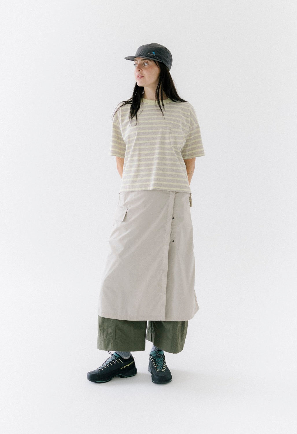 Nanga Women's Eco Hybrid Border Tee - Oatmeal / Yellow