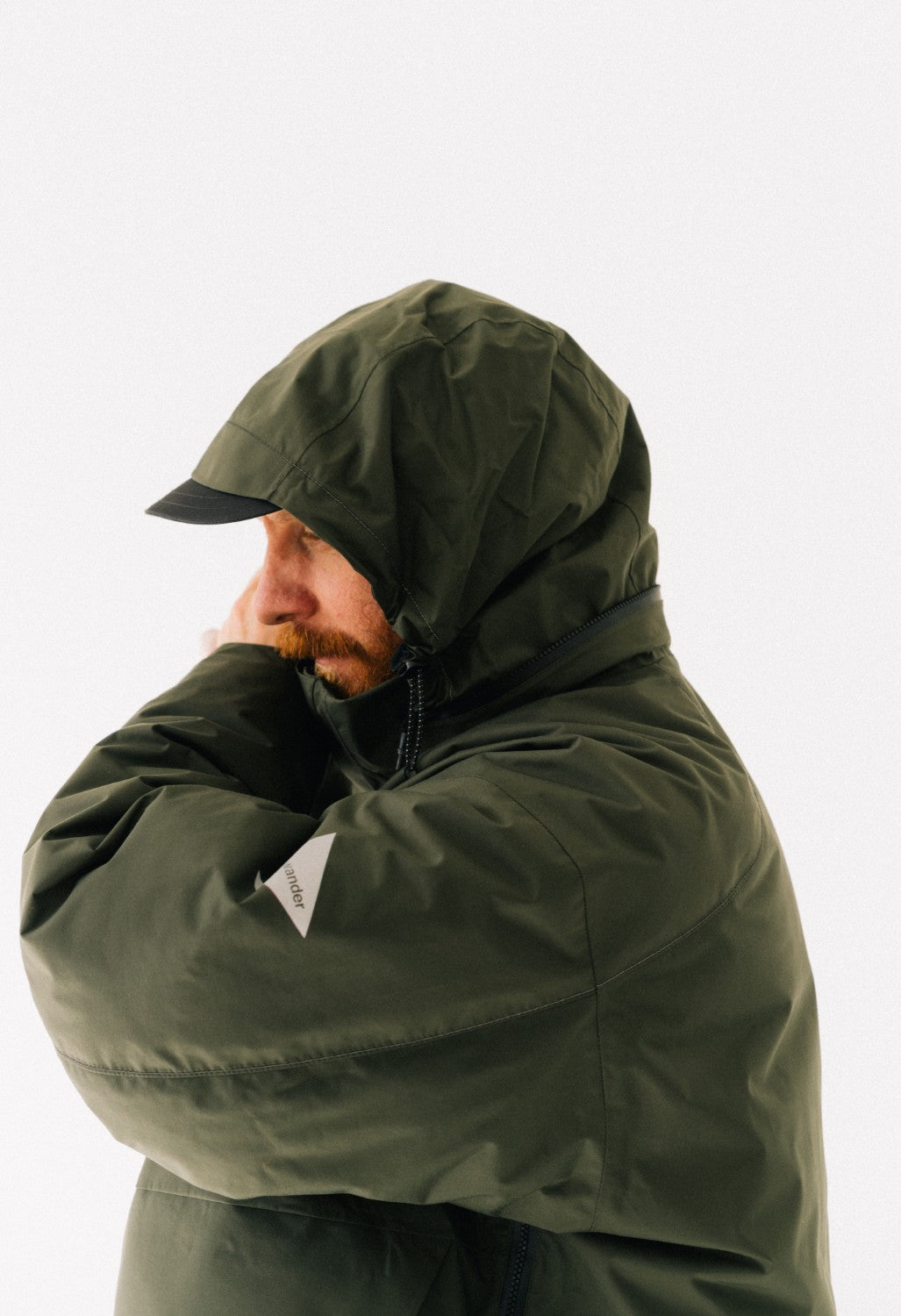 and wander Men's Rain Proof Down Jacket - Dark Khaki