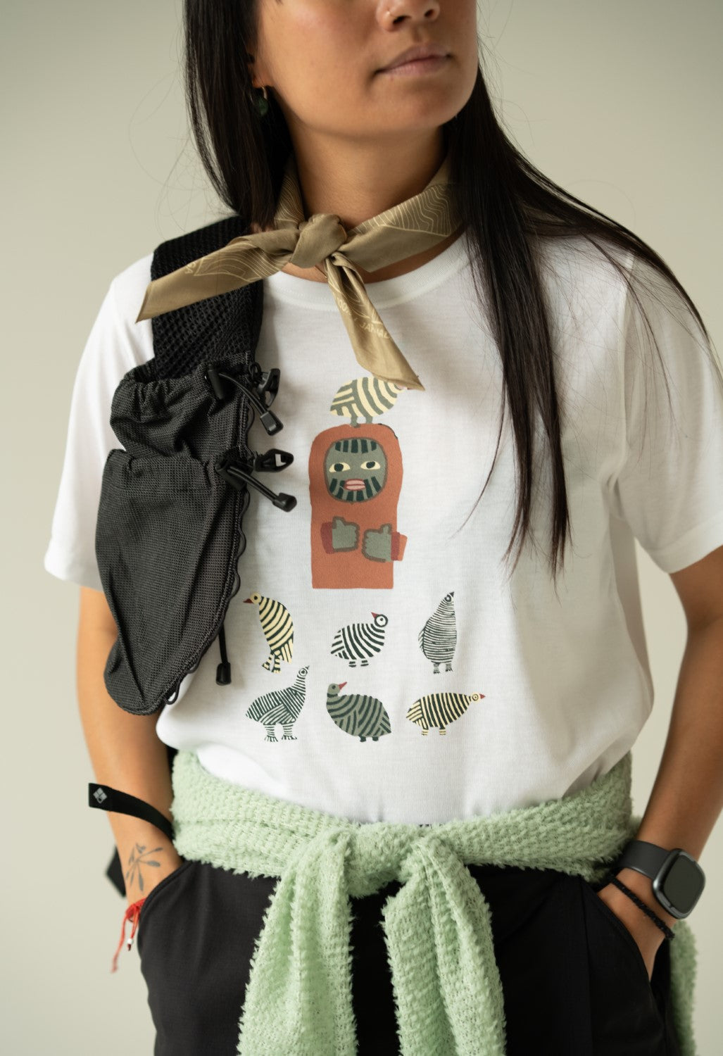 Montbell Women's Wickron Tori To Yamaotoko T-Shirt - White