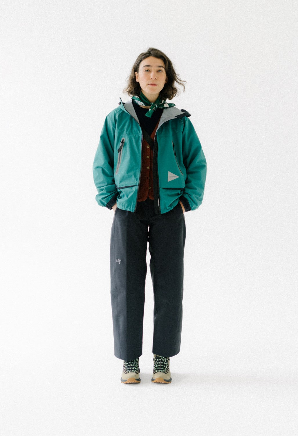 and wander Women's Loose Fitting Rain Jacket - Blue Green