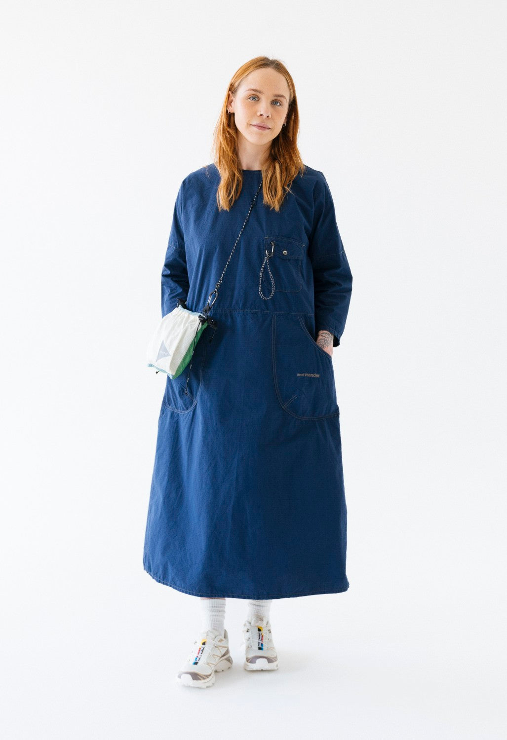 and wander Women's Cordura Cotton Rip Dress - Blue